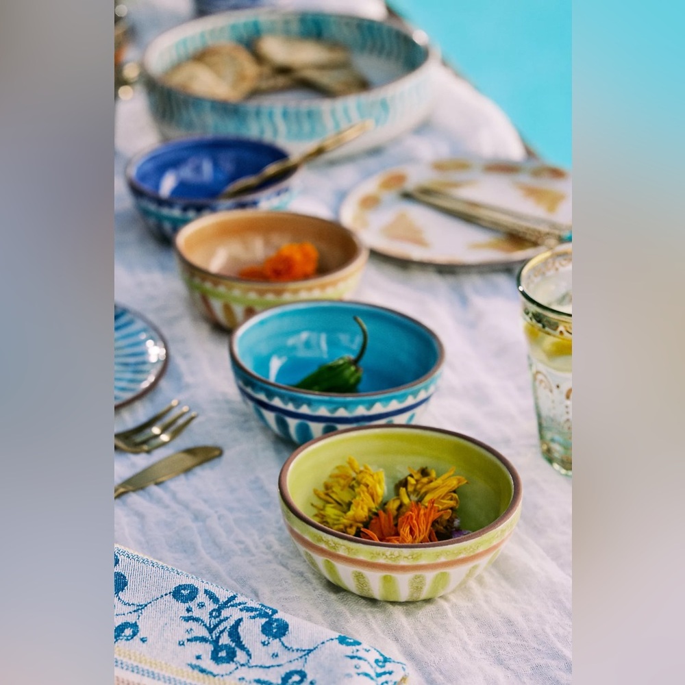 THE MEDITERRANEAN DISH GLAZED TERRACOTTA NUT BOWLS, ASSORTED SET OF 4